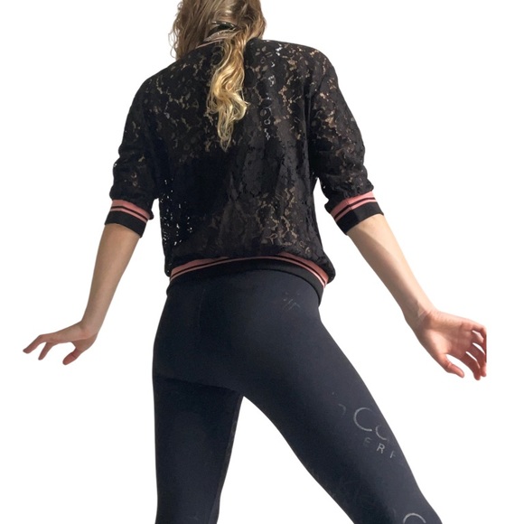 Zara trf (M) lace jersey in black and coral pink. Great condition - Picture 3 of 7